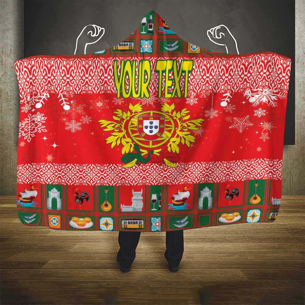 Personalized Portugal Christmas Hooded Blanket Coat Of Arms - Feliz Natal
