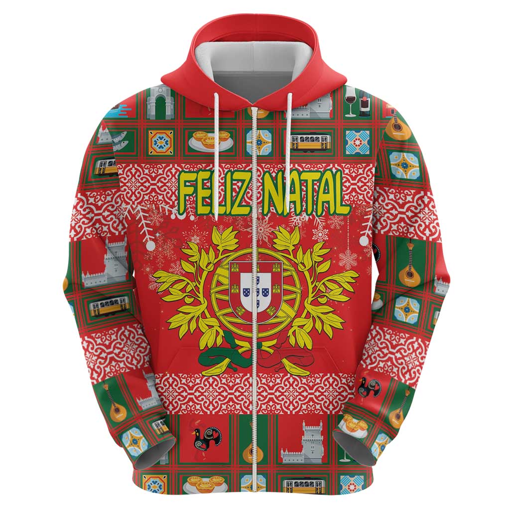 Personalized Portugal Christmas Hoodie Coat Of Arms - Feliz Natal - Wonder Print Shop