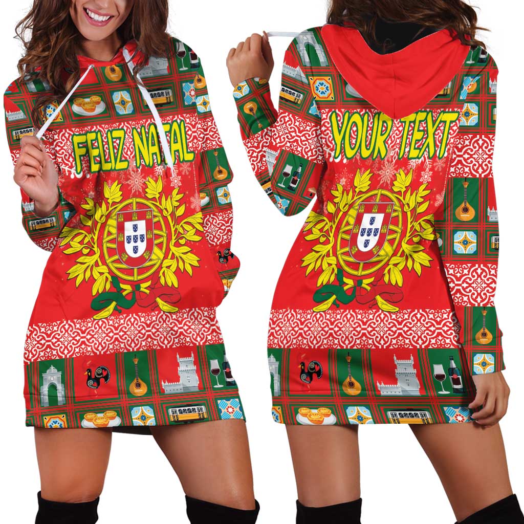 Personalized Portugal Christmas Hoodie Dress Coat Of Arms - Feliz Natal - Wonder Print Shop