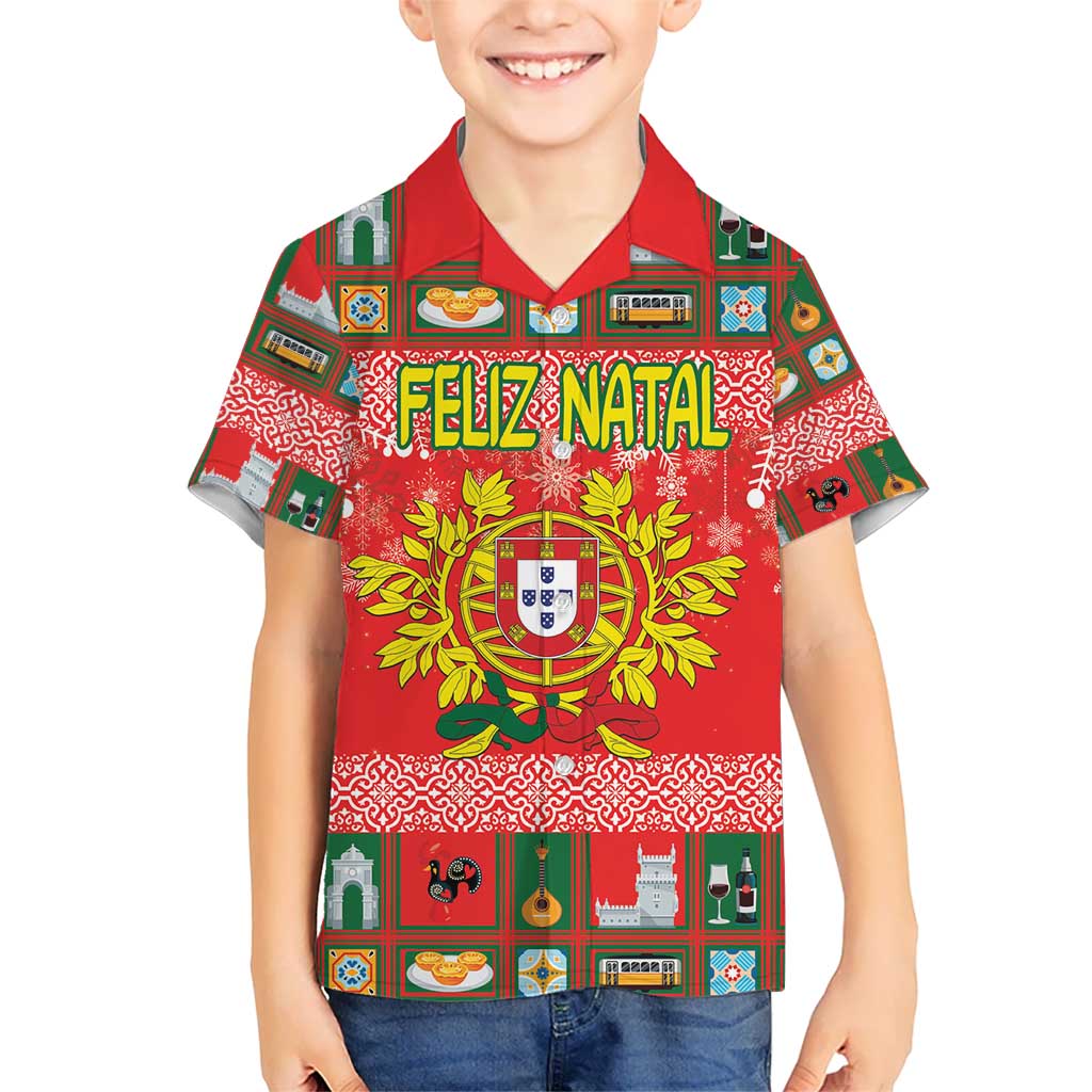 Personalized Portugal Christmas Kid Hawaiian Shirt Coat Of Arms - Feliz Natal - Wonder Print Shop