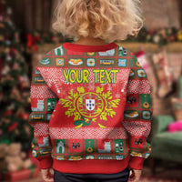 Personalized Portugal Christmas Kid Ugly Christmas Sweater Coat Of Arms - Feliz Natal - Wonder Print Shop