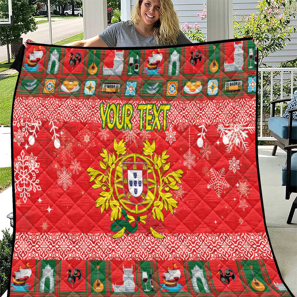 Personalized Portugal Christmas Quilt Coat Of Arms - Feliz Natal - Wonder Print Shop