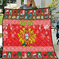 Personalized Portugal Christmas Quilt Coat Of Arms - Feliz Natal - Wonder Print Shop