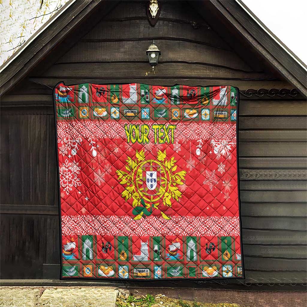 Personalized Portugal Christmas Quilt Coat Of Arms - Feliz Natal - Wonder Print Shop