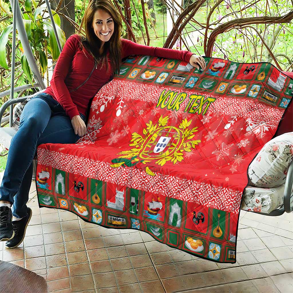 Personalized Portugal Christmas Quilt Coat Of Arms - Feliz Natal - Wonder Print Shop