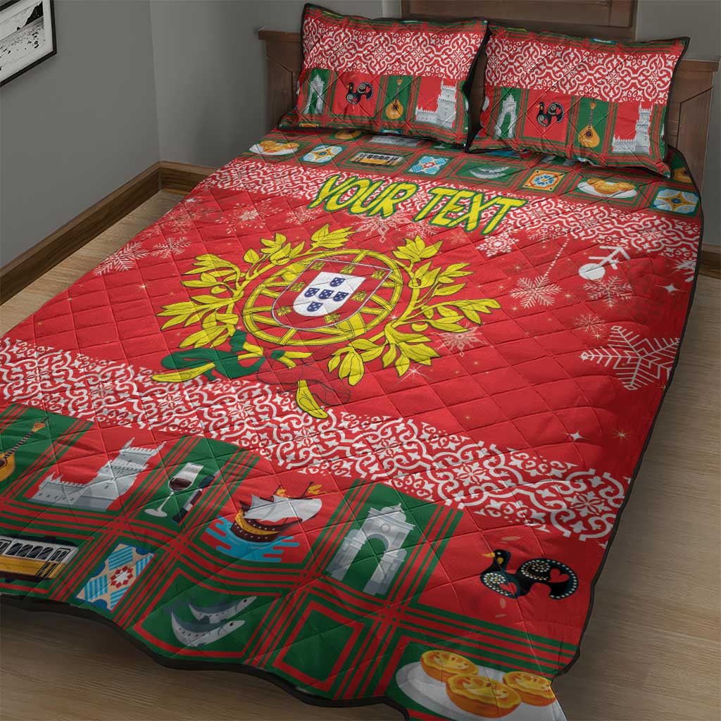 Personalized Portugal Christmas Quilt Bed Set Coat Of Arms - Feliz Natal - Wonder Print Shop