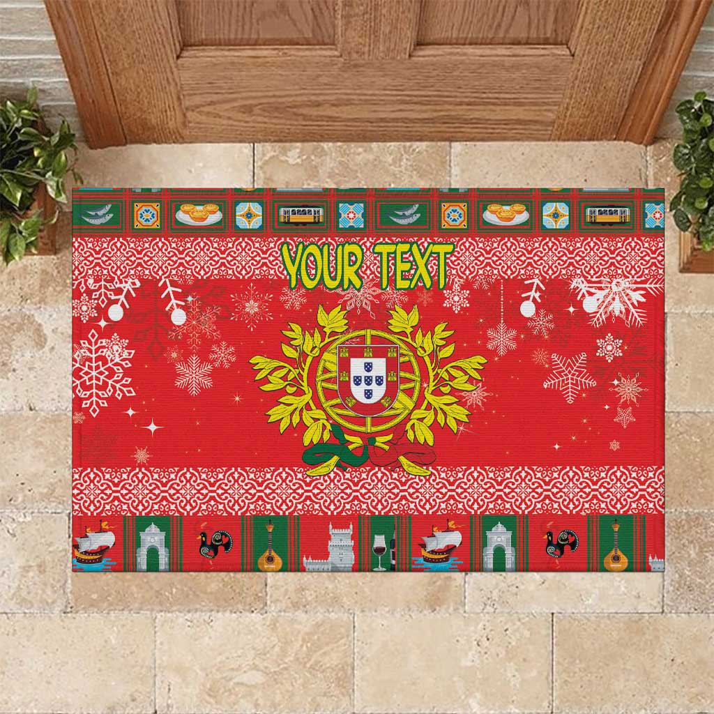Personalized Portugal Christmas Rubber Doormat Coat Of Arms - Feliz Natal - Wonder Print Shop