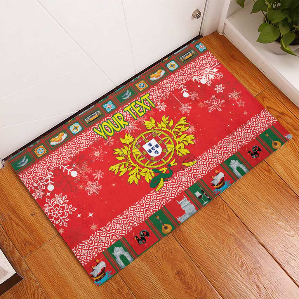 Personalized Portugal Christmas Rubber Doormat Coat Of Arms - Feliz Natal - Wonder Print Shop