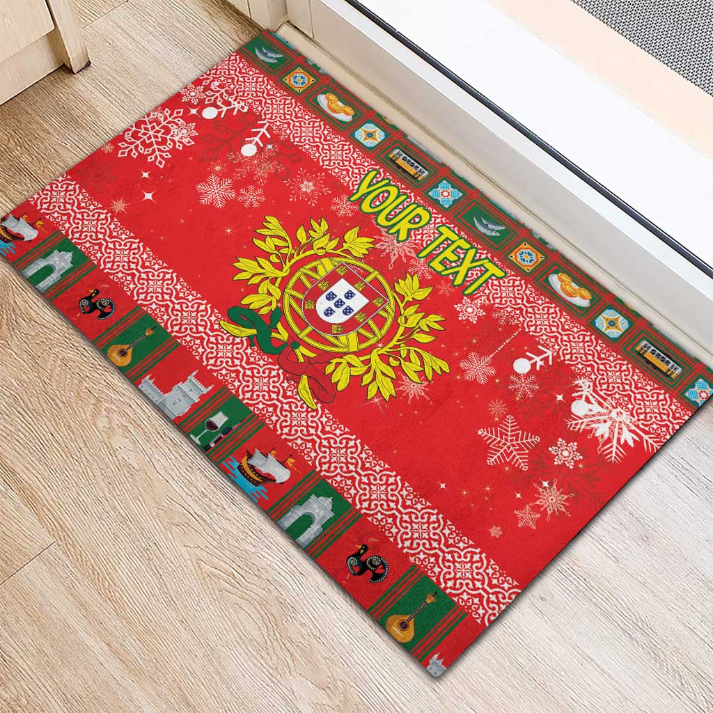 Personalized Portugal Christmas Rubber Doormat Coat Of Arms - Feliz Natal - Wonder Print Shop