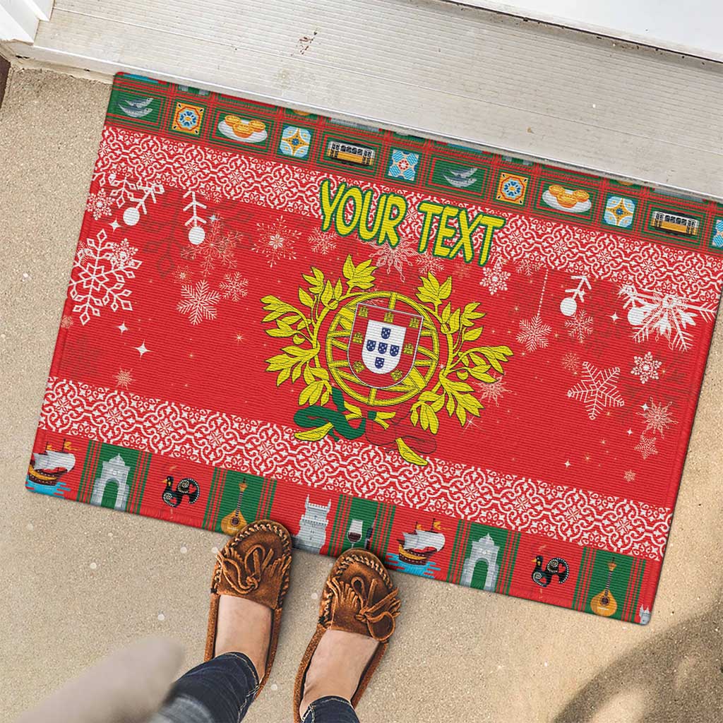 Personalized Portugal Christmas Rubber Doormat Coat Of Arms - Feliz Natal - Wonder Print Shop