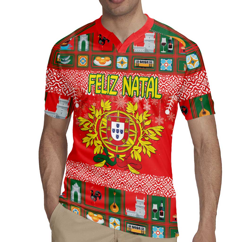 Personalized Portugal Christmas Rugby Jersey Coat Of Arms - Feliz Natal - Wonder Print Shop