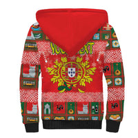 Personalized Portugal Christmas Sherpa Hoodie Coat Of Arms - Feliz Natal - Wonder Print Shop