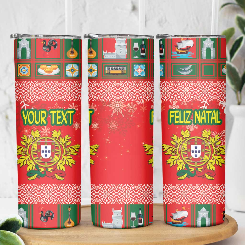 Personalized Portugal Christmas Skinny Tumbler Coat Of Arms - Feliz Natal - Wonder Print Shop
