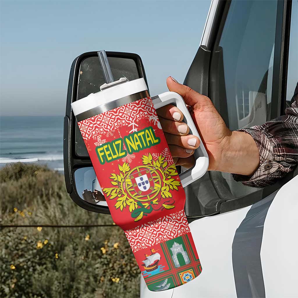 Personalized Portugal Christmas Tumbler With Handle Coat Of Arms - Feliz Natal - Wonder Print Shop