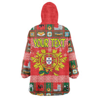 Personalized Portugal Christmas Wearable Blanket Hoodie Coat Of Arms - Feliz Natal - Wonder Print Shop