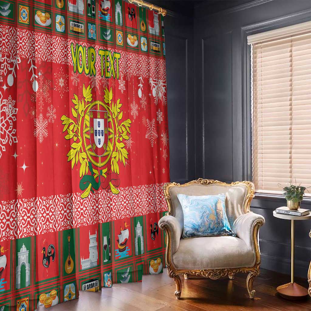 Personalized Portugal Christmas Window Curtain Coat Of Arms - Feliz Natal - Wonder Print Shop
