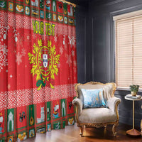 Personalized Portugal Christmas Window Curtain Coat Of Arms - Feliz Natal - Wonder Print Shop