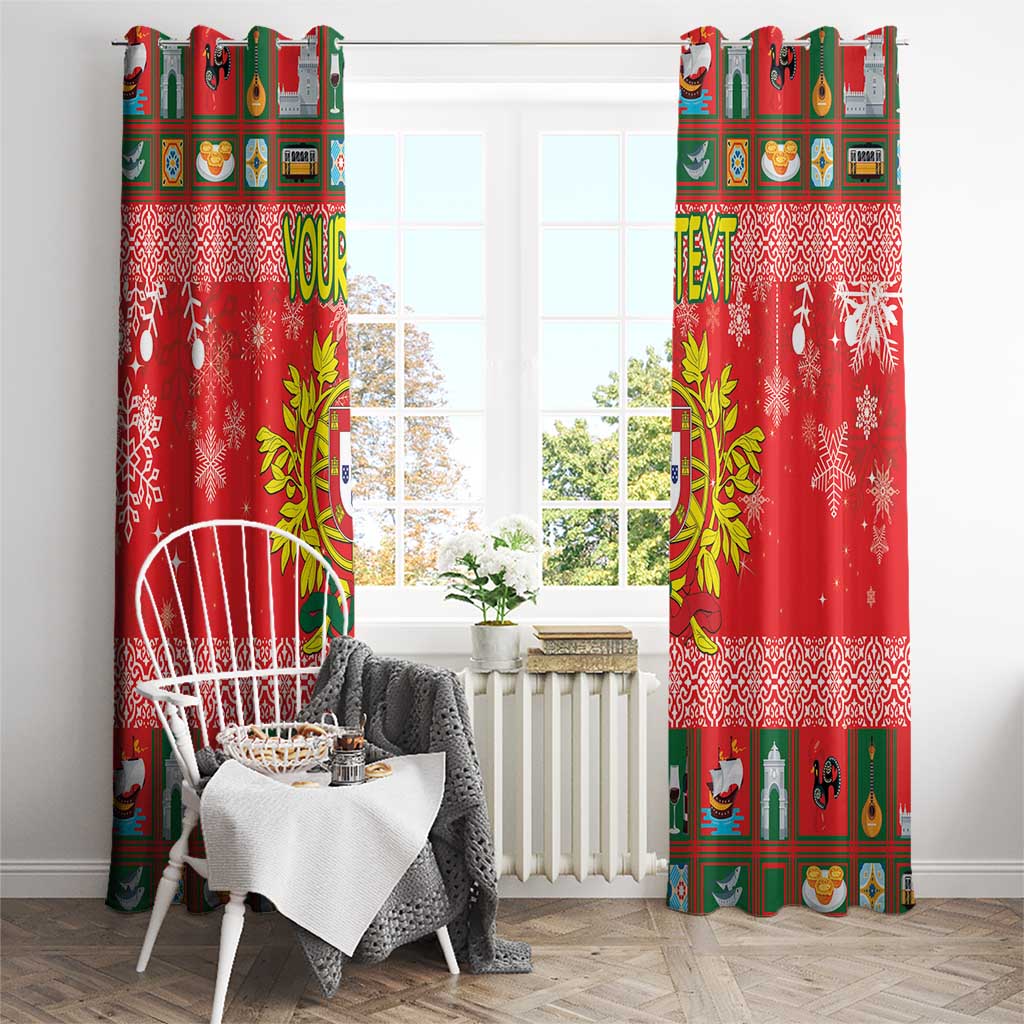 Personalized Portugal Christmas Window Curtain Coat Of Arms - Feliz Natal - Wonder Print Shop