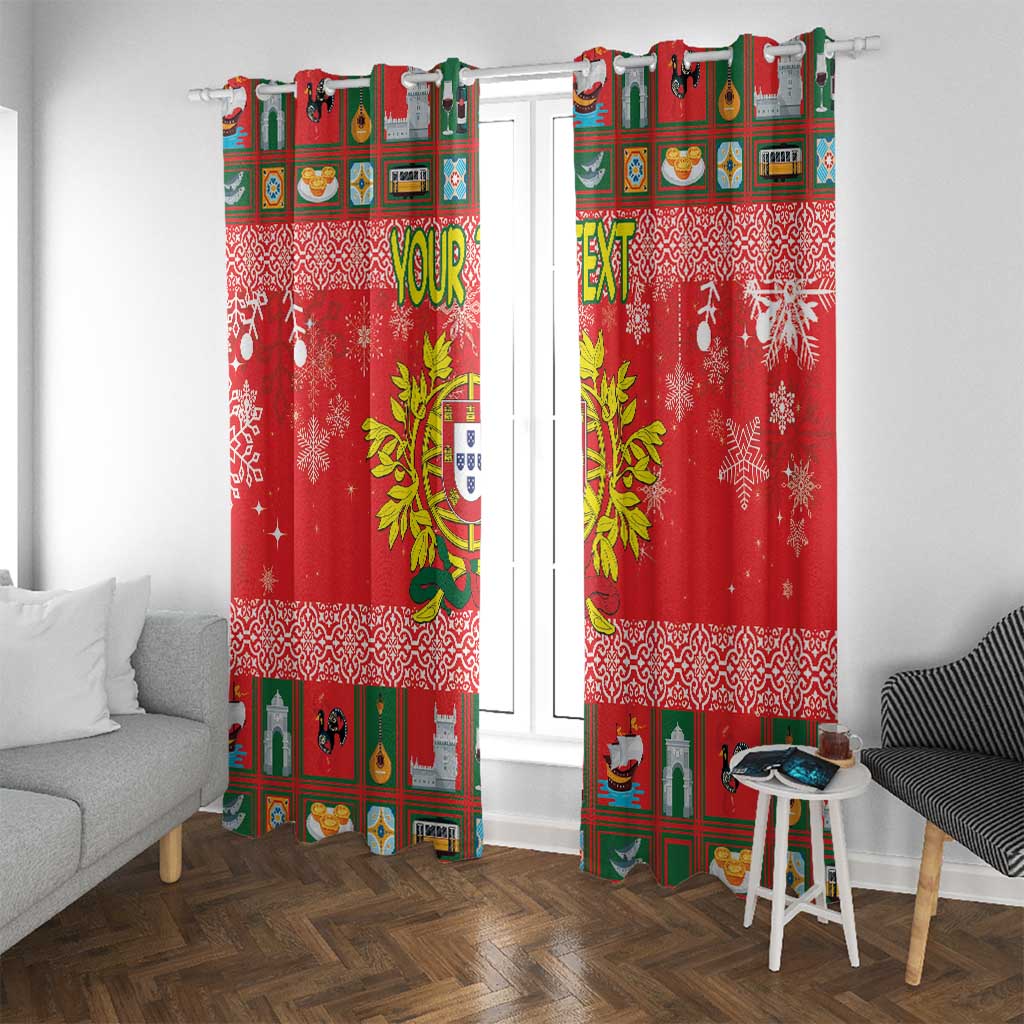 Personalized Portugal Christmas Window Curtain Coat Of Arms - Feliz Natal - Wonder Print Shop