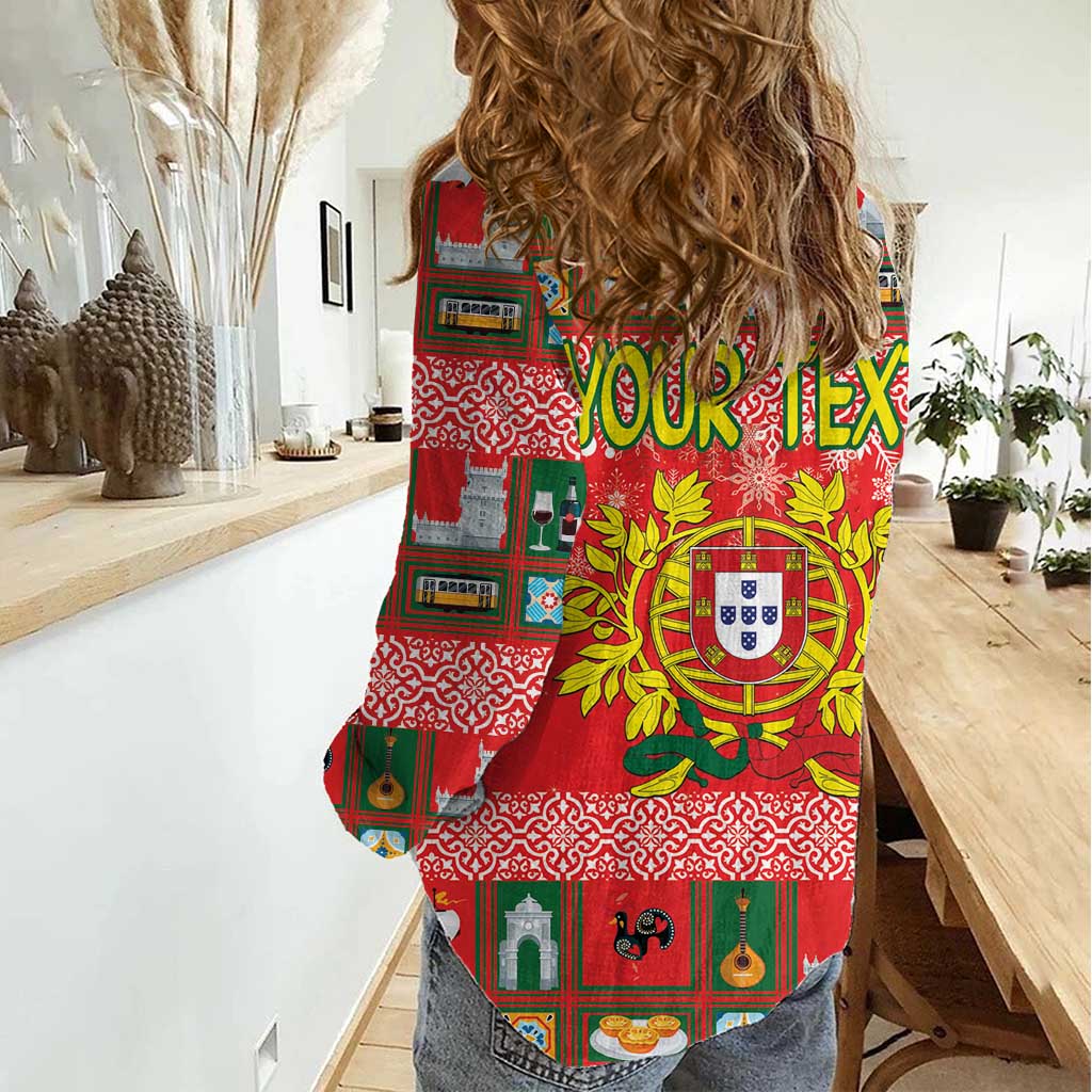 Personalized Portugal Christmas Women Casual Shirt Coat Of Arms - Feliz Natal - Wonder Print Shop