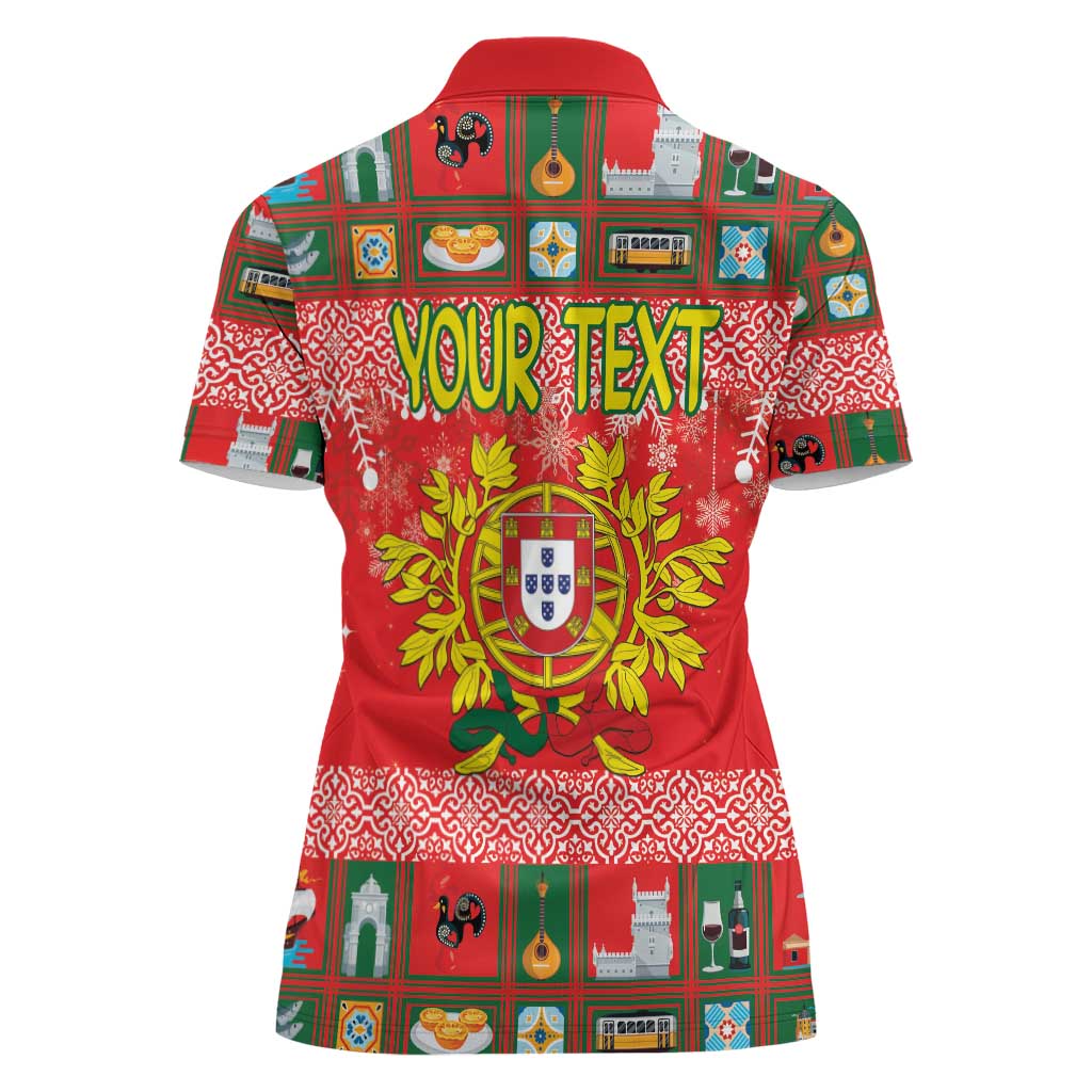 Personalized Portugal Christmas Women Polo Shirt Coat Of Arms - Feliz Natal - Wonder Print Shop