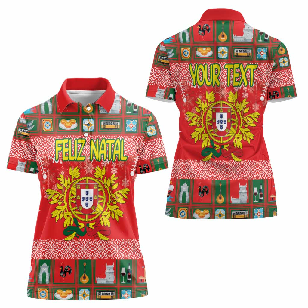 Personalized Portugal Christmas Women Polo Shirt Coat Of Arms - Feliz Natal - Wonder Print Shop