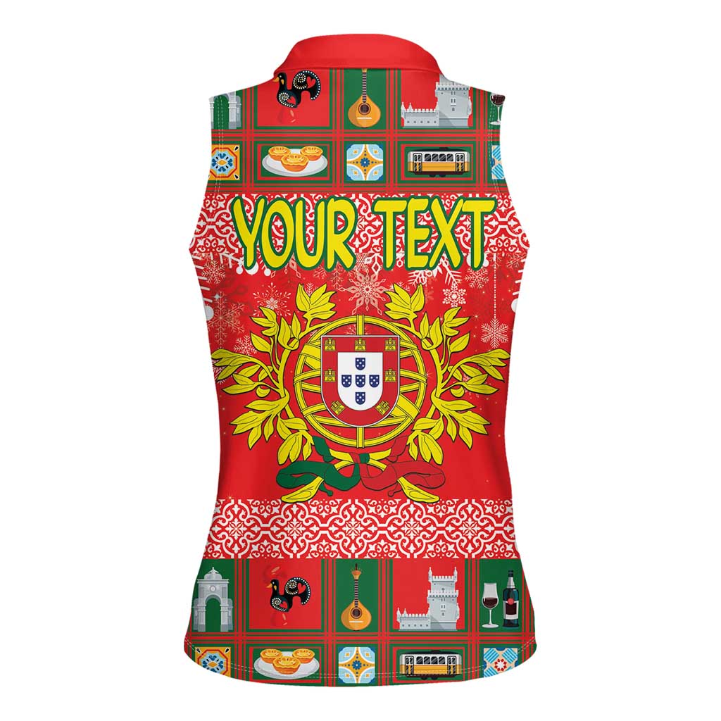 Personalized Portugal Christmas Women Sleeveless Polo Shirt Coat Of Arms - Feliz Natal - Wonder Print Shop