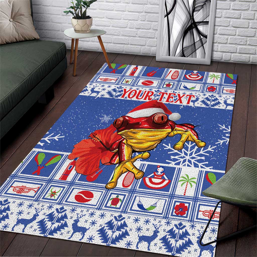 Personalized Puerto Rico Christmas Area Rug Coqui With Red Maga Flower - Wonder Print Shop