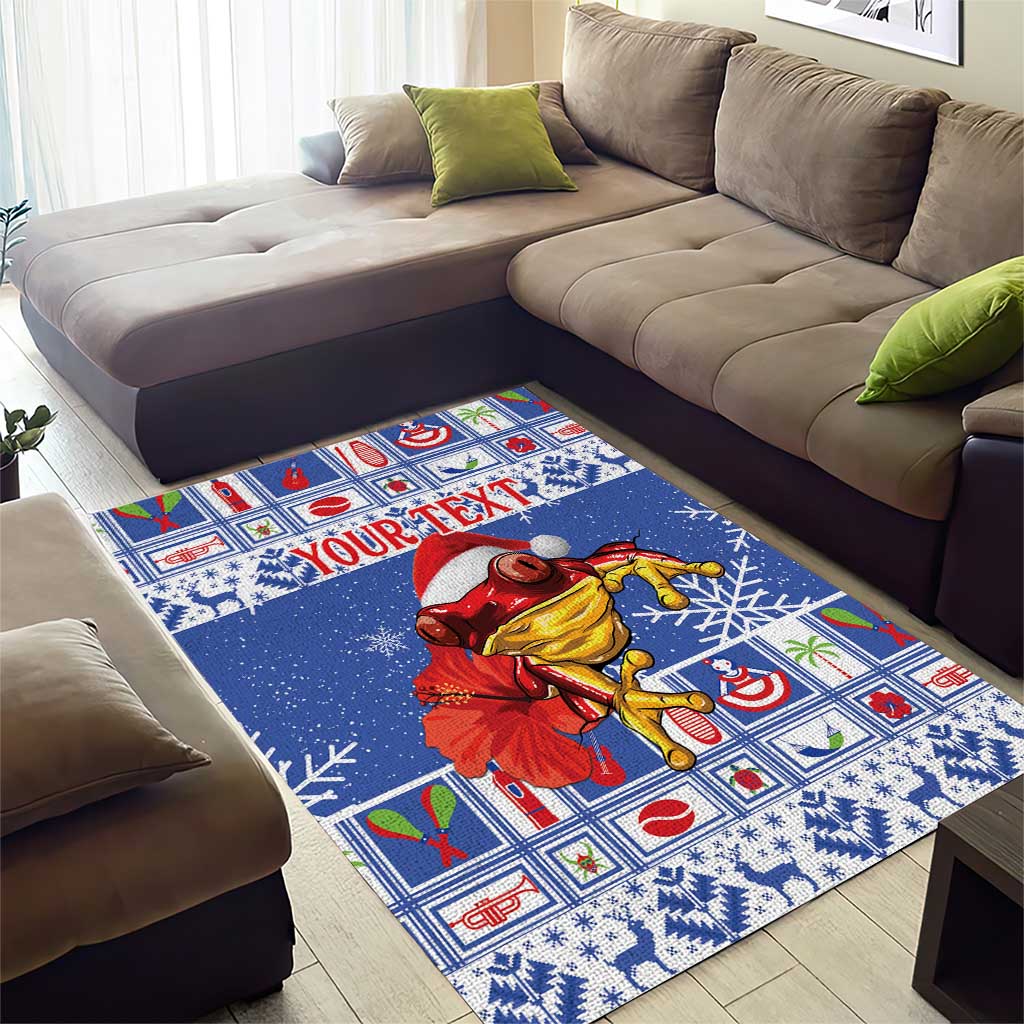 Personalized Puerto Rico Christmas Area Rug Coqui With Red Maga Flower - Wonder Print Shop