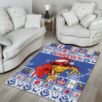 Personalized Puerto Rico Christmas Area Rug Coqui With Red Maga Flower - Wonder Print Shop