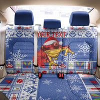 Personalized Puerto Rico Christmas Back Car Seat Cover Coqui With Red Maga Flower - Wonder Print Shop