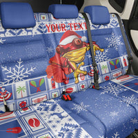 Personalized Puerto Rico Christmas Back Car Seat Cover Coqui With Red Maga Flower - Wonder Print Shop
