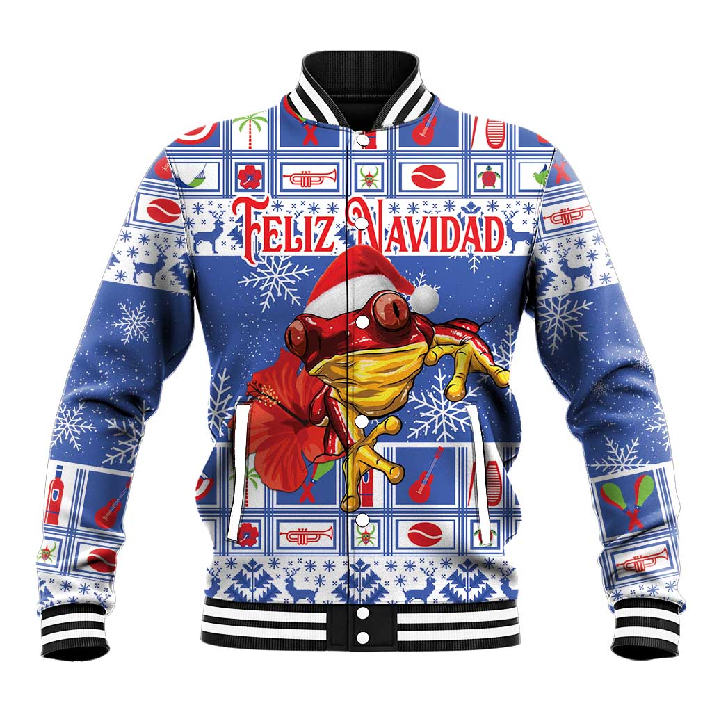 Personalized Puerto Rico Christmas Baseball Jacket Coqui With Red Maga Flower - Wonder Print Shop
