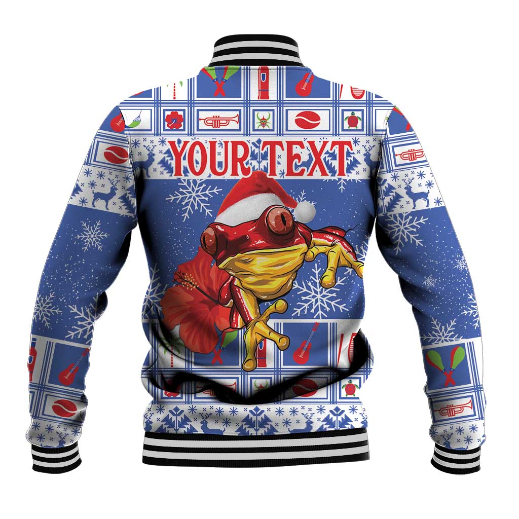 Personalized Puerto Rico Christmas Baseball Jacket Coqui With Red Maga Flower - Wonder Print Shop