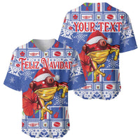Personalized Puerto Rico Christmas Baseball Jersey Coqui With Red Maga Flower - Wonder Print Shop
