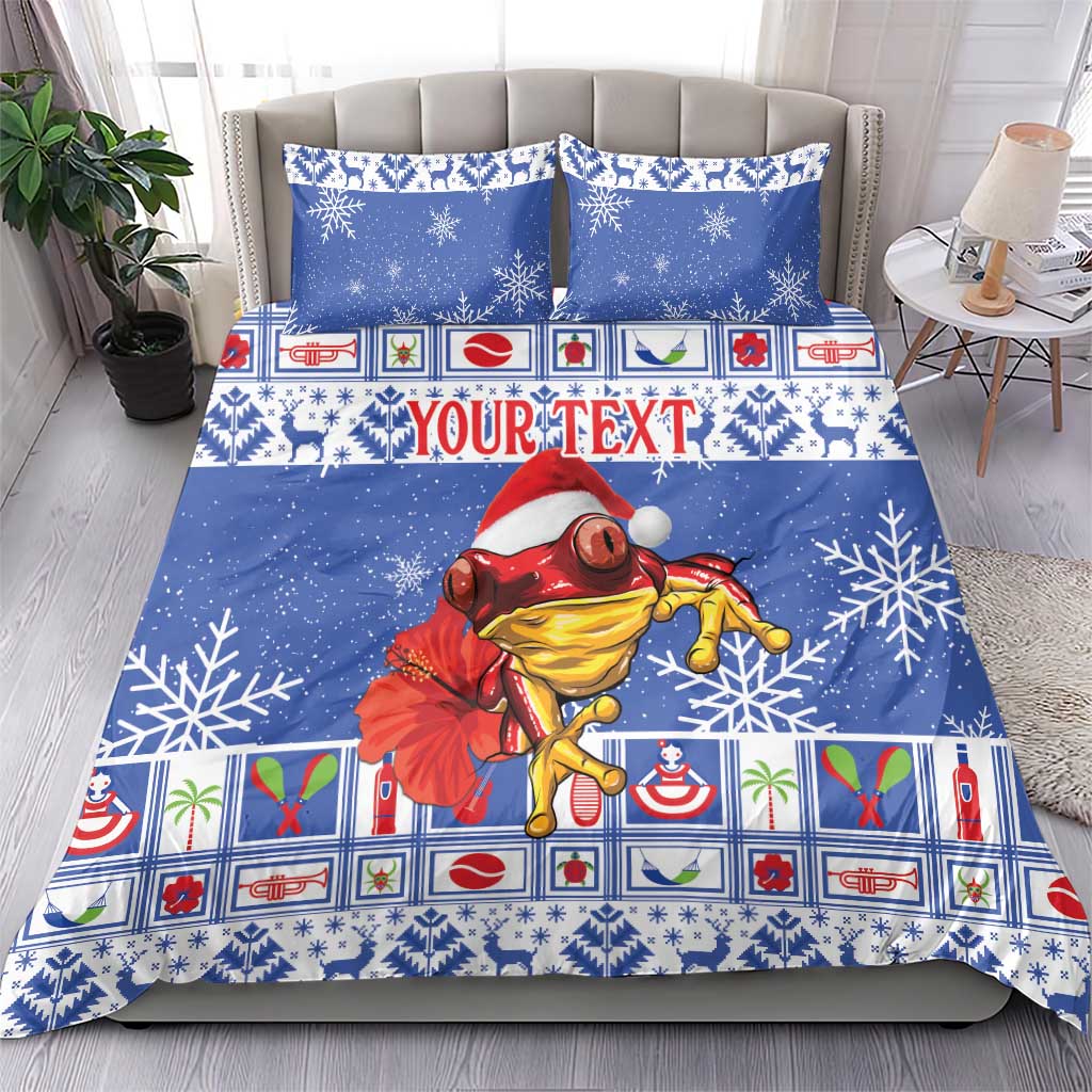 Personalized Puerto Rico Christmas Bedding Set Coqui With Red Maga Flower - Wonder Print Shop