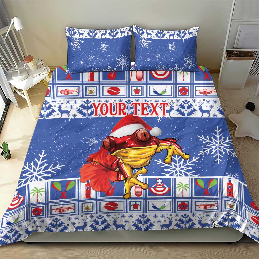 Personalized Puerto Rico Christmas Bedding Set Coqui With Red Maga Flower - Wonder Print Shop
