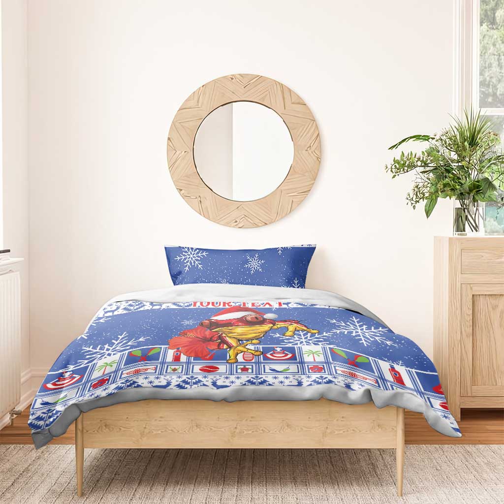 Personalized Puerto Rico Christmas Bedding Set Coqui With Red Maga Flower - Wonder Print Shop