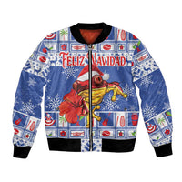 Personalized Puerto Rico Christmas Bomber Jacket Coqui With Red Maga Flower - Wonder Print Shop