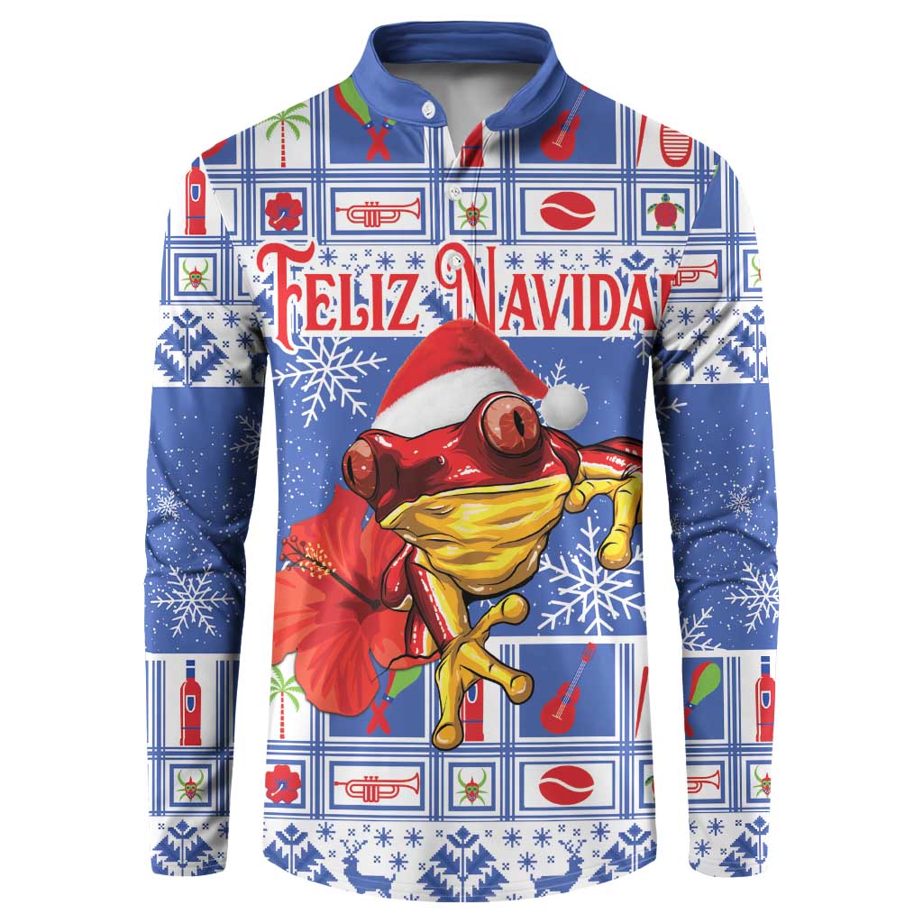 Personalized Puerto Rico Christmas Button Sweatshirt Coqui With Red Maga Flower - Wonder Print Shop