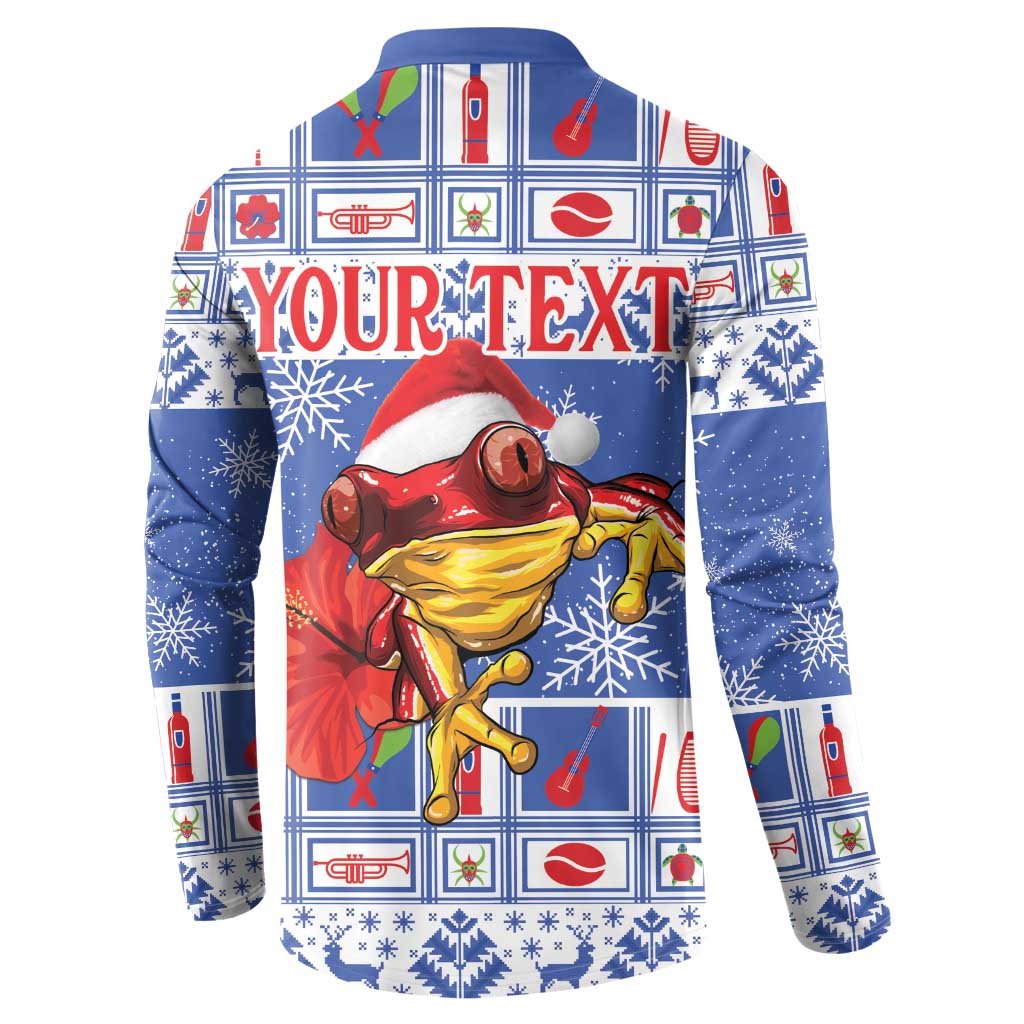 Personalized Puerto Rico Christmas Button Sweatshirt Coqui With Red Maga Flower - Wonder Print Shop