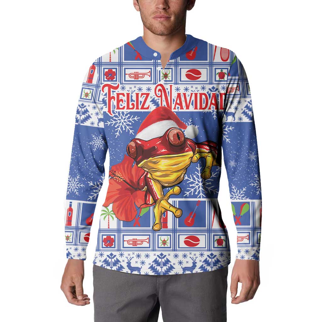 Personalized Puerto Rico Christmas Button Sweatshirt Coqui With Red Maga Flower - Wonder Print Shop