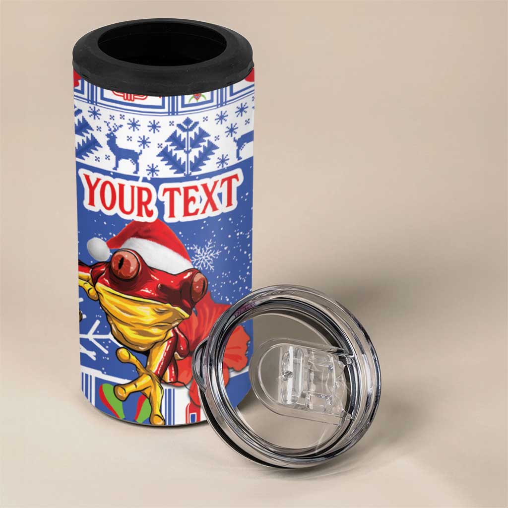 Personalized Puerto Rico Christmas 4 in 1 Can Cooler Tumbler Coqui With Red Maga Flower - Wonder Print Shop