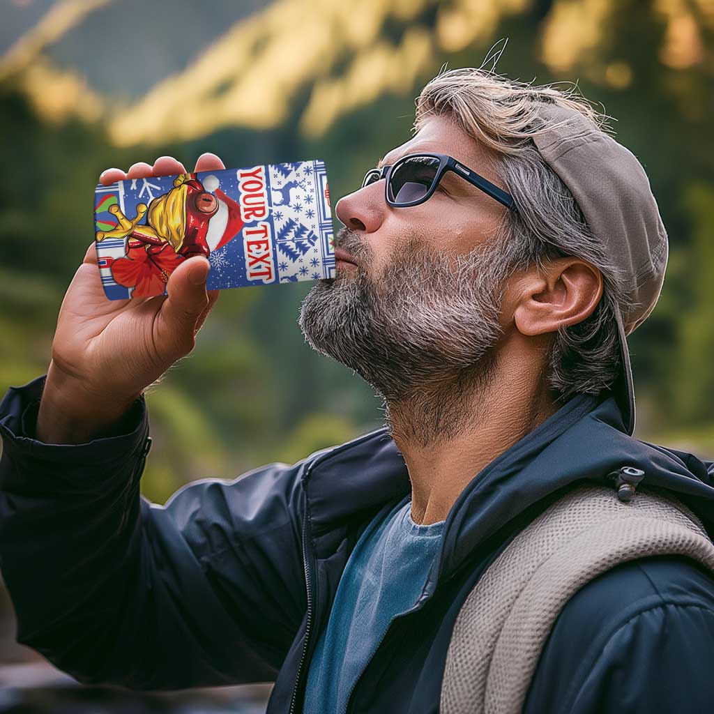 Personalized Puerto Rico Christmas 4 in 1 Can Cooler Tumbler Coqui With Red Maga Flower - Wonder Print Shop