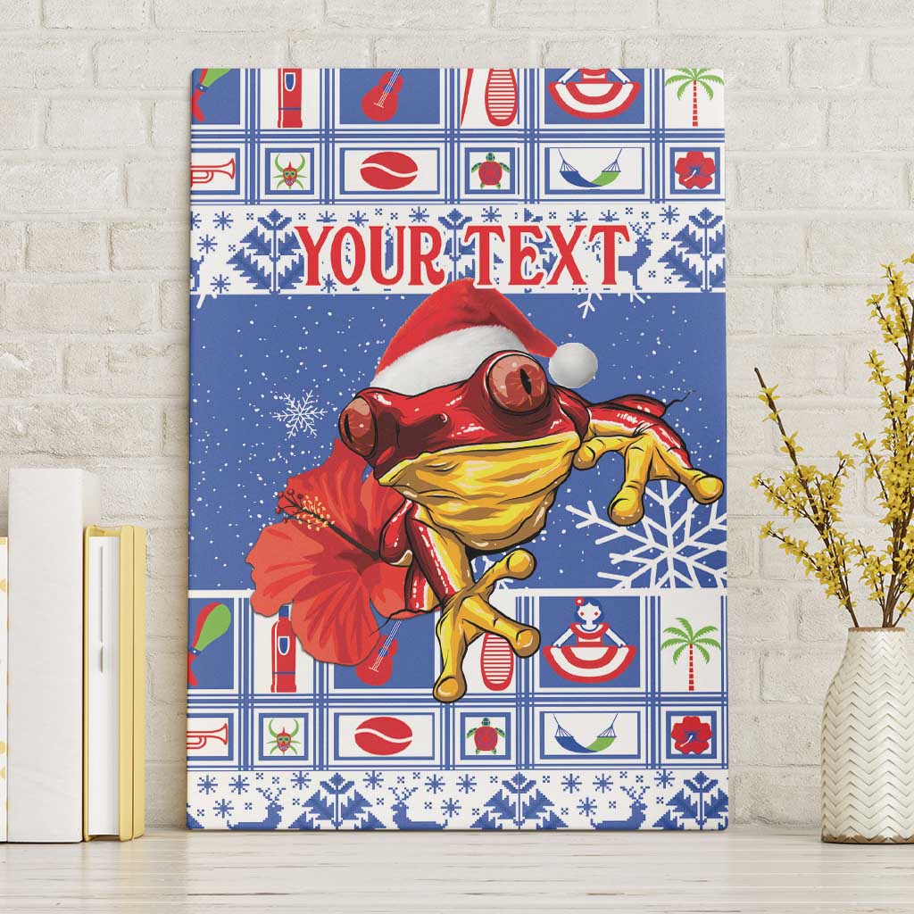 Personalized Puerto Rico Christmas Canvas Wall Art Coqui With Red Maga Flower - Wonder Print Shop