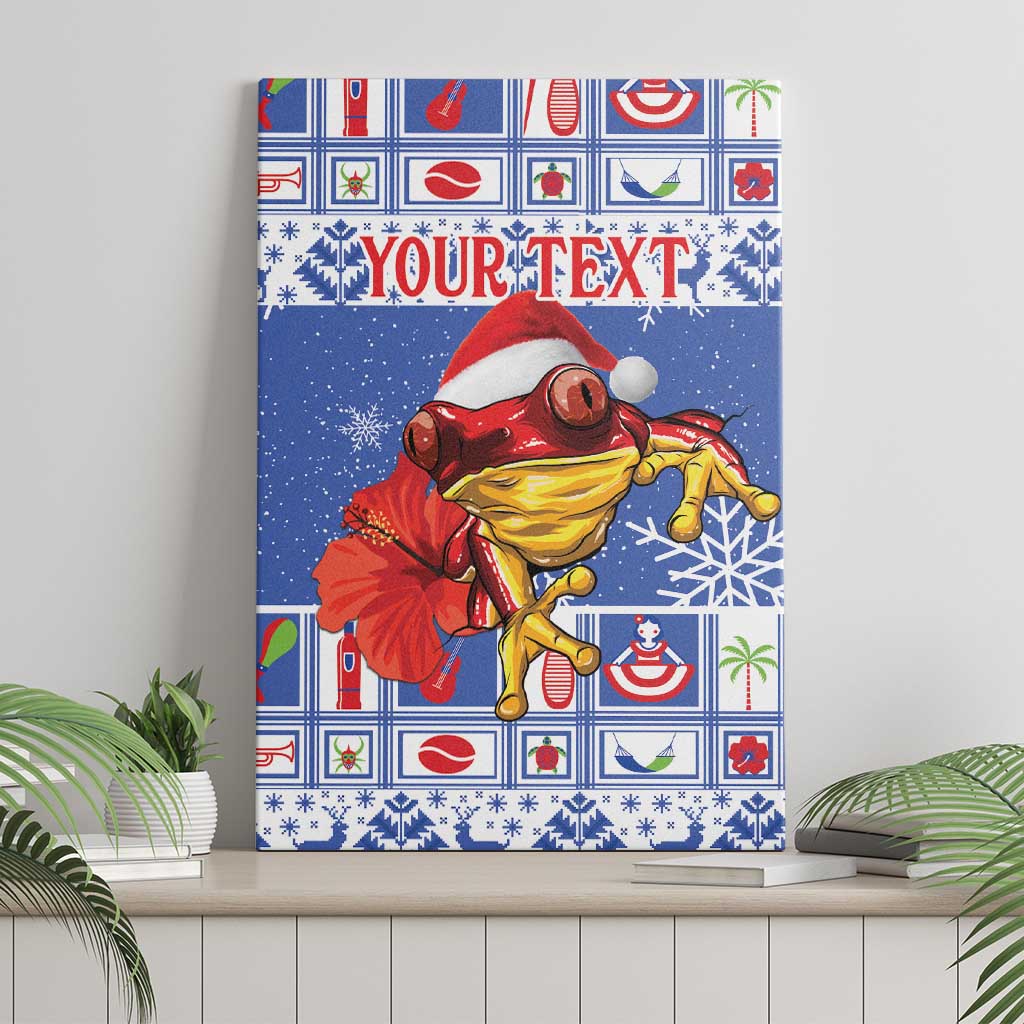 Personalized Puerto Rico Christmas Canvas Wall Art Coqui With Red Maga Flower - Wonder Print Shop