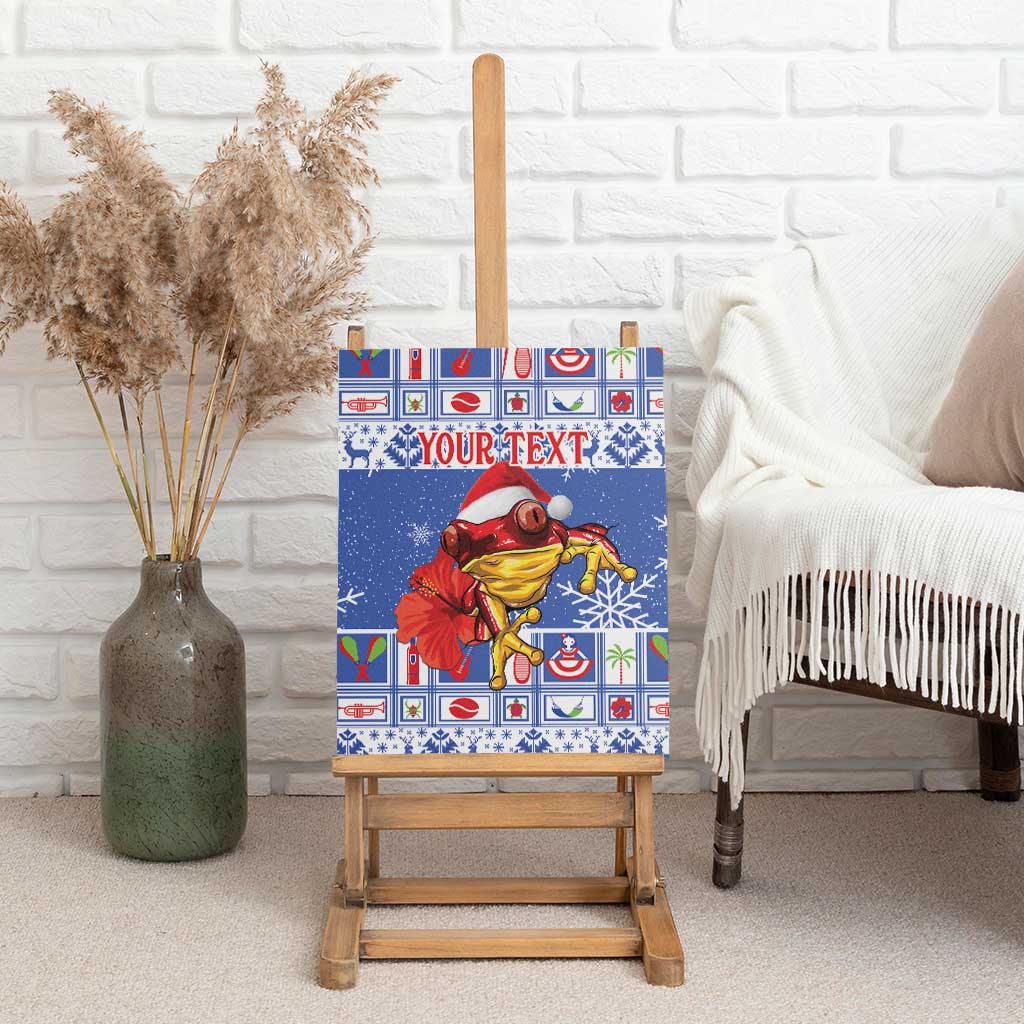 Personalized Puerto Rico Christmas Canvas Wall Art Coqui With Red Maga Flower - Wonder Print Shop