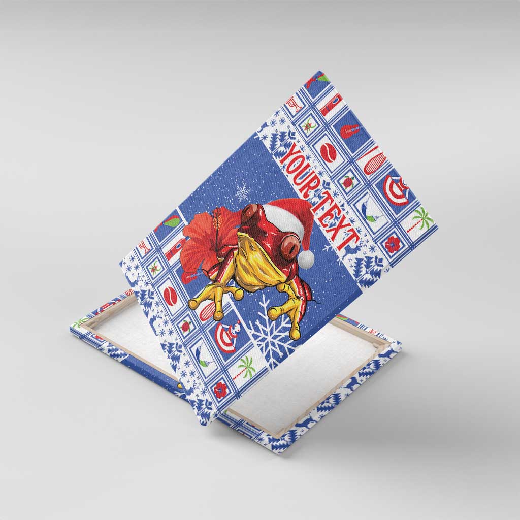 Personalized Puerto Rico Christmas Canvas Wall Art Coqui With Red Maga Flower - Wonder Print Shop