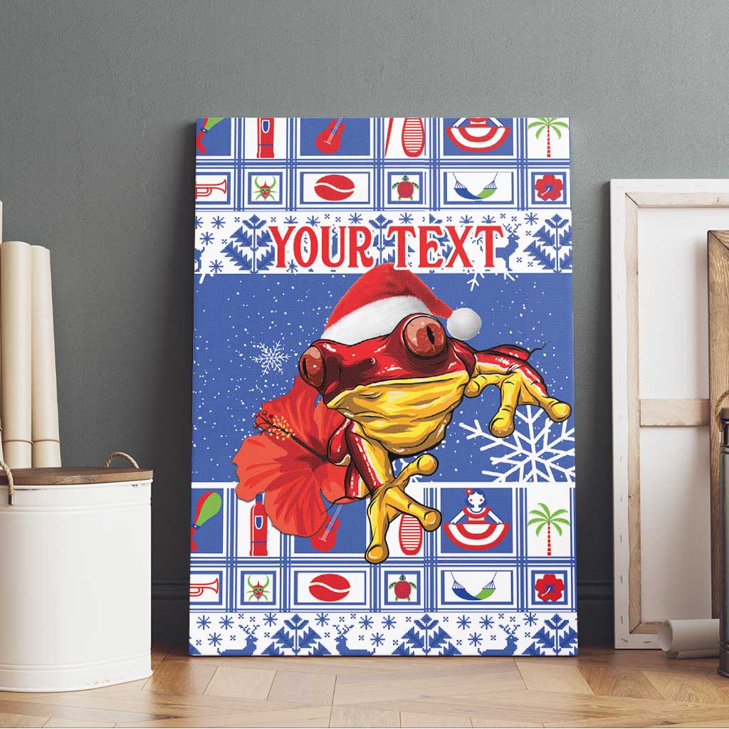 Personalized Puerto Rico Christmas Canvas Wall Art Coqui With Red Maga Flower - Wonder Print Shop