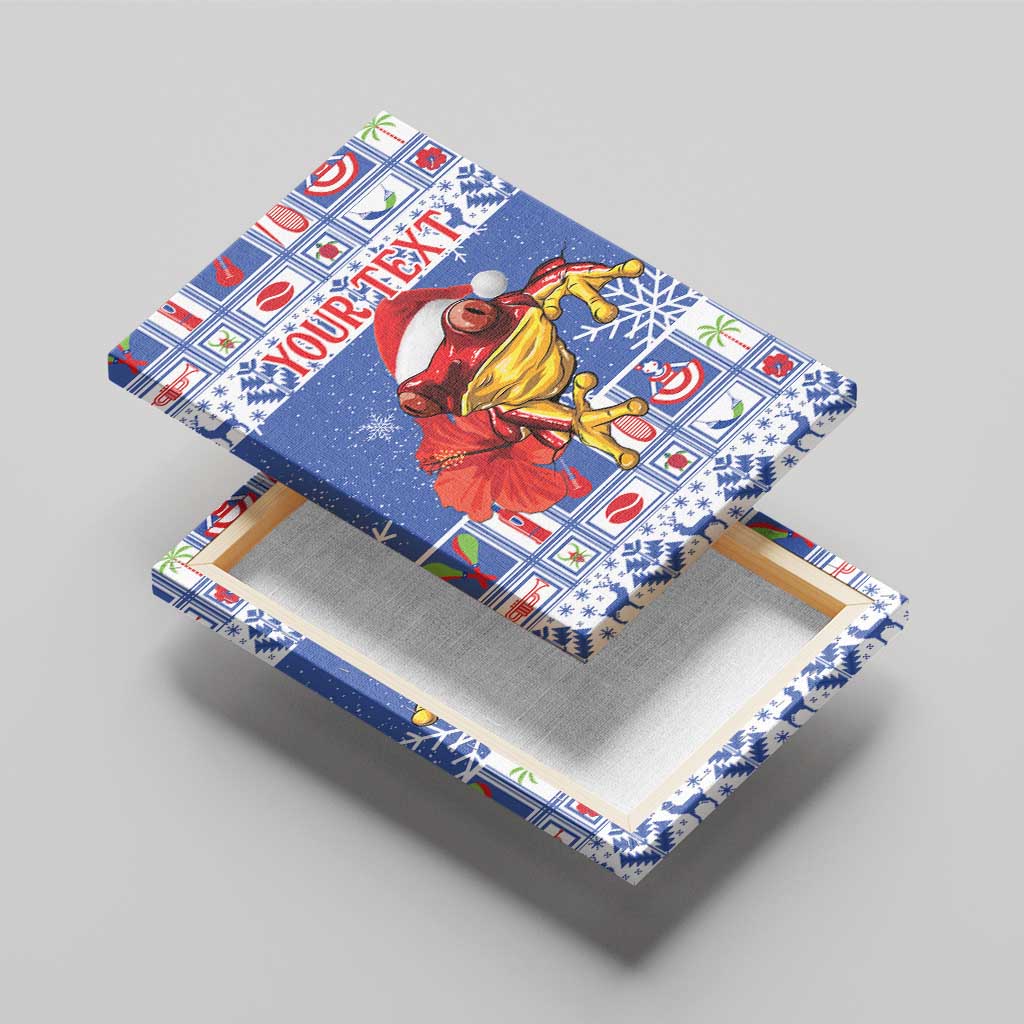 Personalized Puerto Rico Christmas Canvas Wall Art Coqui With Red Maga Flower - Wonder Print Shop